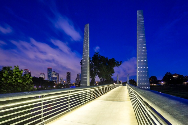 Pedestrian-Bridge-At-Houston-Police-Officer's-Memorial-Blue-Hour-Mabry-Campbell